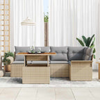 Conjunto de sofá de jardín con cojín 6 pcs beige y gris claro