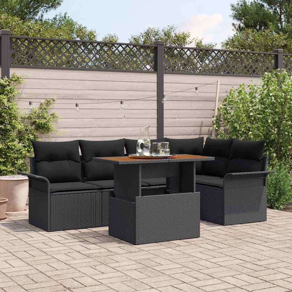 Conjunto de sofá de jardim com almofadas 6 peças bege e cinzento claro