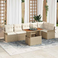 Conjunto de sofás de jardín 7 pcs Beige y Crema ratán sintético