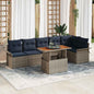 Conjunto de sofás de jardim com almofada 7 pçs Cinzento e azul-marinho