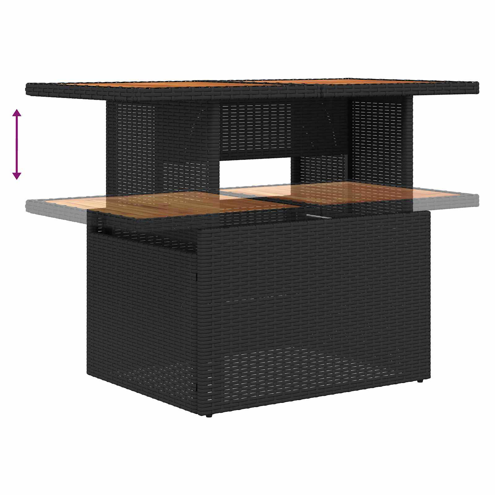Conjunto de sofás de jardín 9 pcs Negro y crema ratán sintético