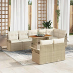 Conjunto de sofás de jardín 9 pcs Beige y Crema ratán sintético