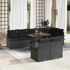 Conjunto de sofás de jardín 9 pcs Negro ratán sintético