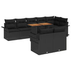 Conjunto de sofás de jardín 9 pcs Negro ratán sintético