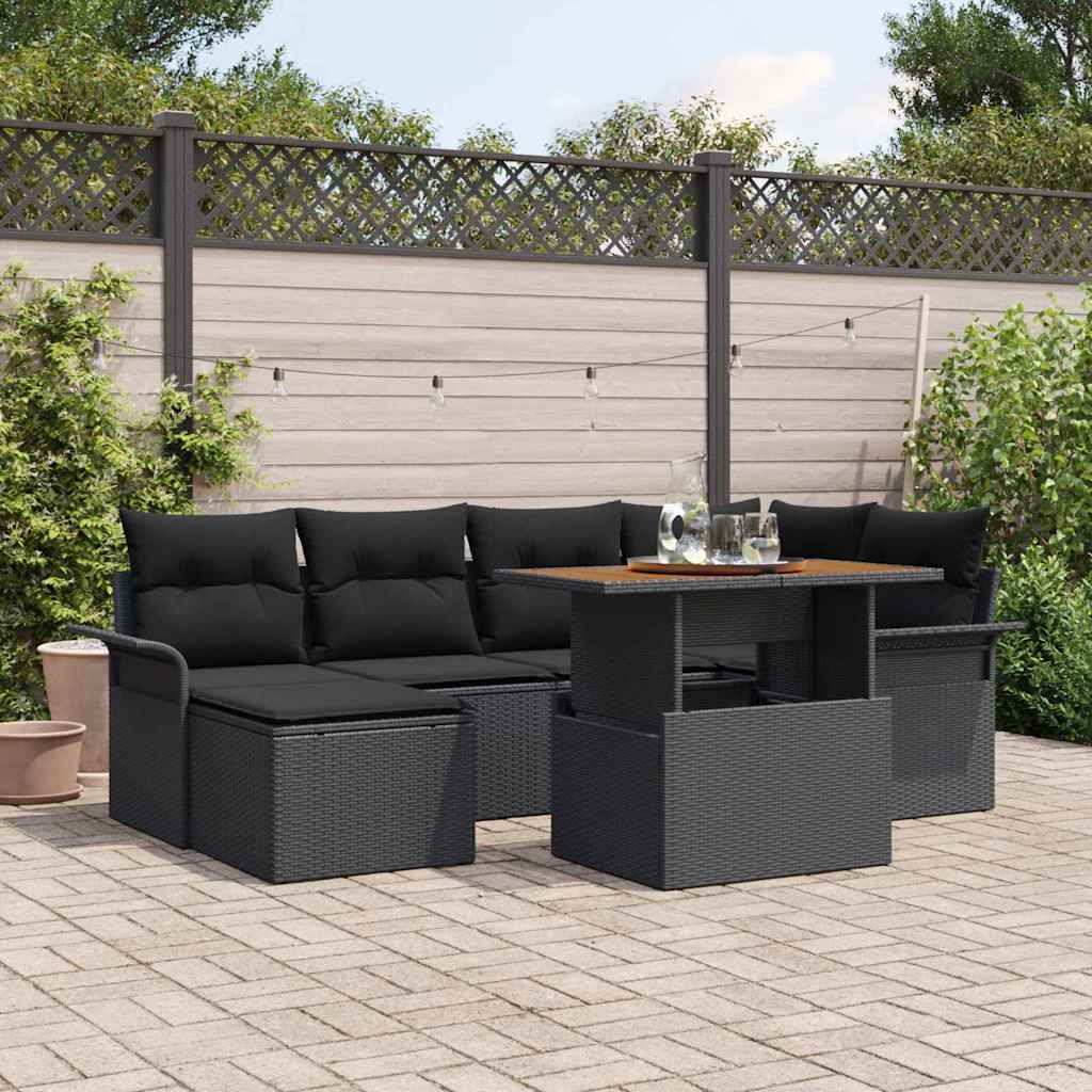 Conjunto de sofás de jardín 7 pcs Gris ratán sintético