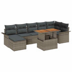 Conjunto de sofás de jardín 8 pcs Gris ratán sintético