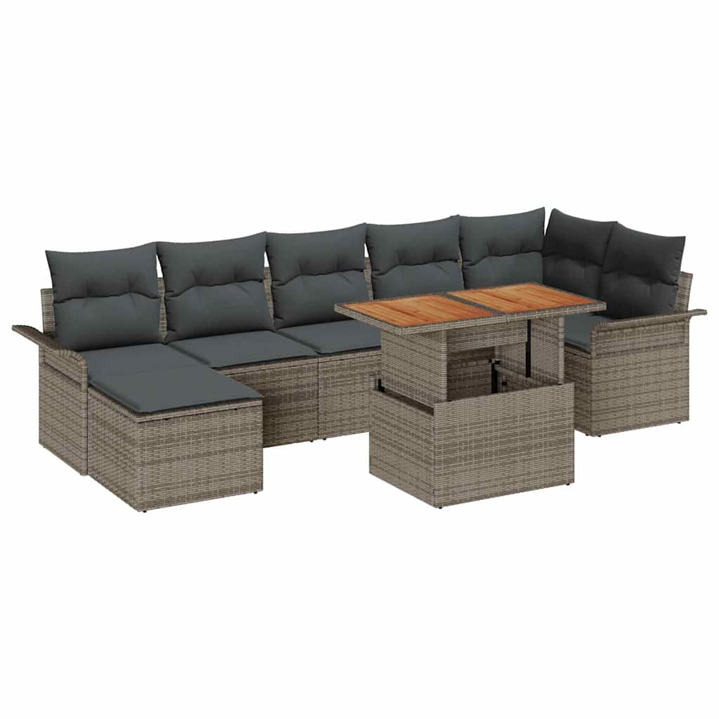Conjunto de sofás de jardín 8 pcs Gris ratán sintético