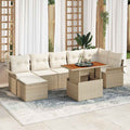 Conjunto de sofás de jardín 8 pcs Beige y Crema ratán sintético