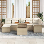 Conjunto de sofás de jardín 8 pcs Beige y Crema ratán sintético