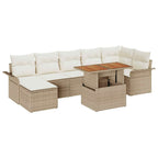 Conjunto de sofás de jardín 8 pcs Beige y Crema ratán sintético