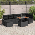 Conjunto de sofás de jardín 8 pcs Negro ratán sintético