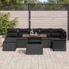 Conjunto de sofás de jardín 8 pcs Negro ratán sintético