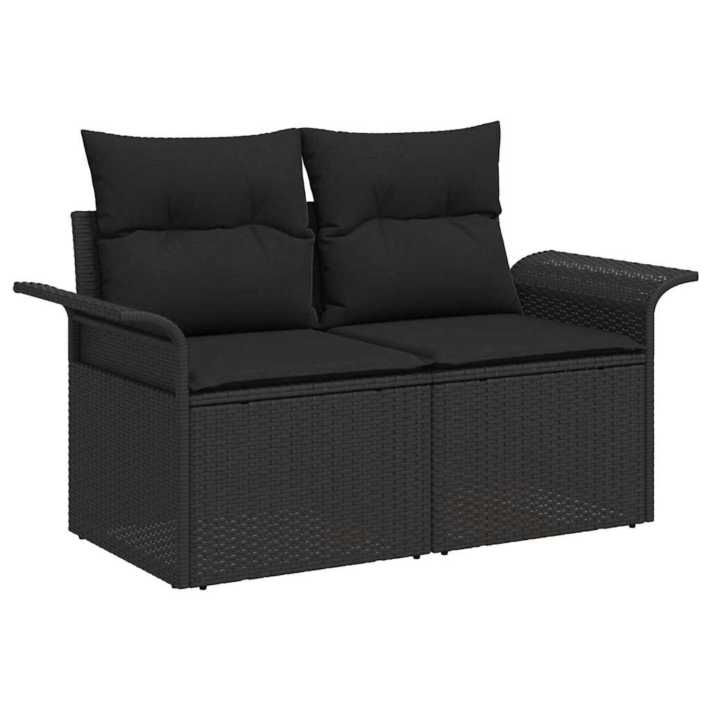 Conjunto de sofás de jardín 8 pcs Negro ratán sintético