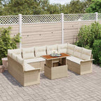 Conjunto de sofá de jardín con cojín 10 pcs beige y crema