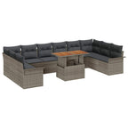 Conjunto de sofás de jardín 11 pcs Gris ratán sintético