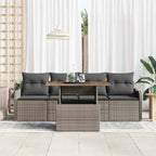 Conjunto de sofás de jardín 5 pcs Gris ratán sintético