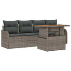 Conjunto de sofás de jardín 5 pcs Gris ratán sintético
