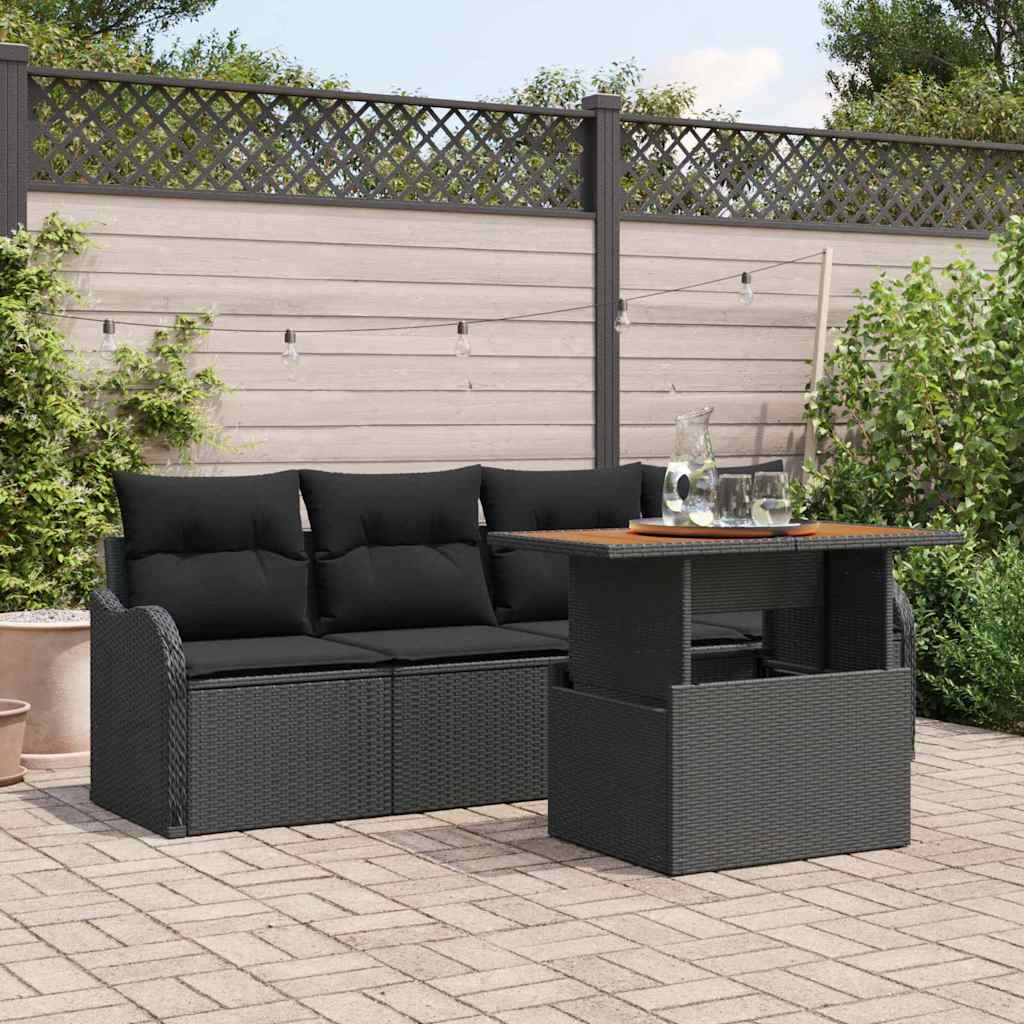 Conjunto de sofás de jardín 5 pcs Gris ratán sintético