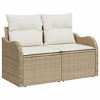 Conjunto de sofás de jardín 6 pcs Beige y Crema ratán sintético