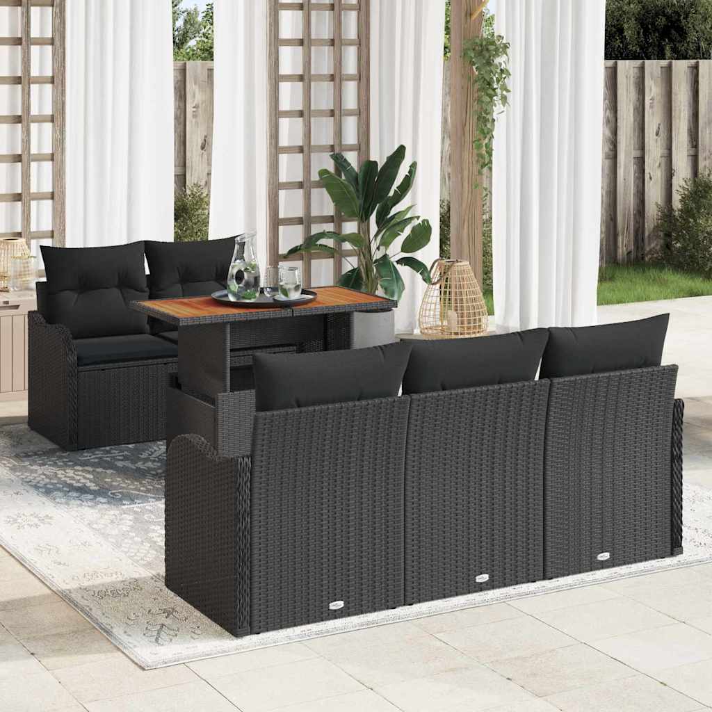 Conjunto de sofás de jardín 6 pcs Beige y Crema ratán sintético