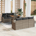 Conjunto de sofás de jardín 7 pcs Gris ratán sintético