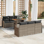 Conjunto de sofás de jardín 7 pcs Gris ratán sintético