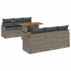 Conjunto de sofás de jardín 7 pcs Gris ratán sintético
