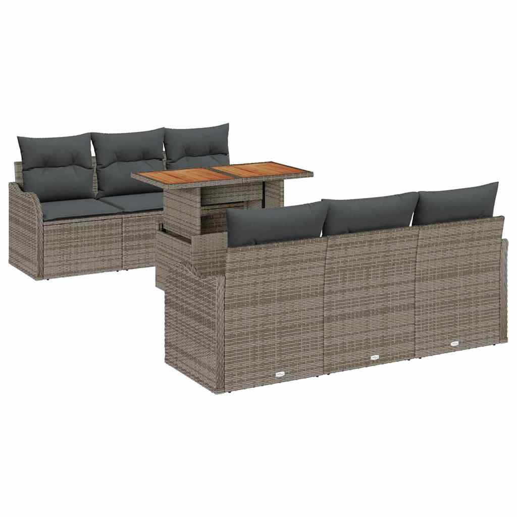 Conjunto de sofás de jardín 7 pcs Gris ratán sintético