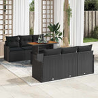 Conjunto de sofás de jardín 7 pcs Negro ratán sintético