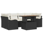 Conjunto de sofá de jardín con cojín Manual 7 pcs Negro y crema
