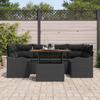 Conjunto de sofá de jardín con cojín Manual 7 pcs Negro