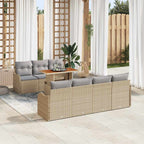 Conjunto de sofá de jardín con cojín 8 pcs beige y gris claro