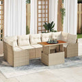 Conjunto de sofás de jardín 8 pcs Beige y Crema ratán sintético
