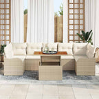 Conjunto de sofás de jardín 8 pcs Beige y Crema ratán sintético