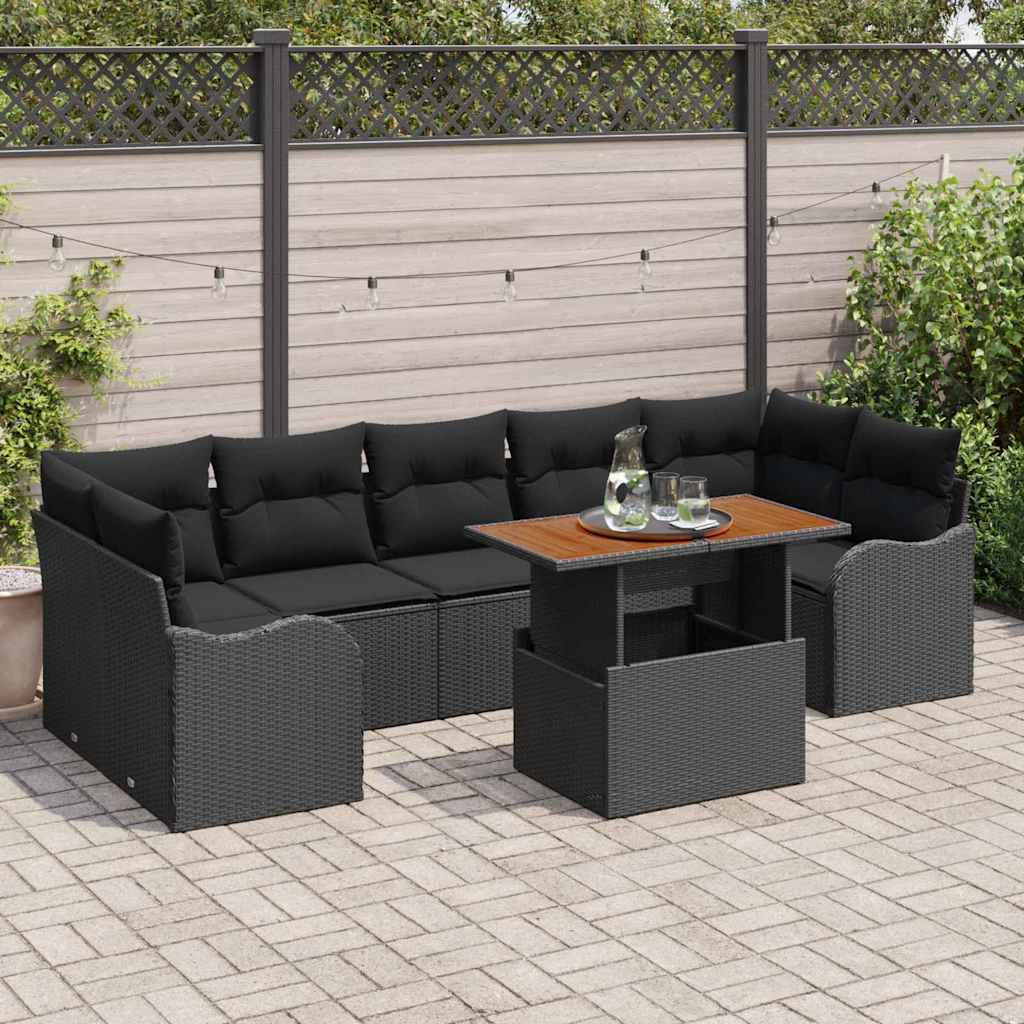 Conjunto de sofás de jardín 8 pcs Beige y Crema ratán sintético