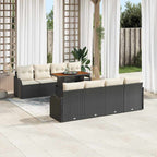 Conjunto de sofá de jardín con cojín Manual 7 pcs Negro y crema