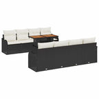 Conjunto de sofá de jardín con cojín Manual 7 pcs Negro y crema