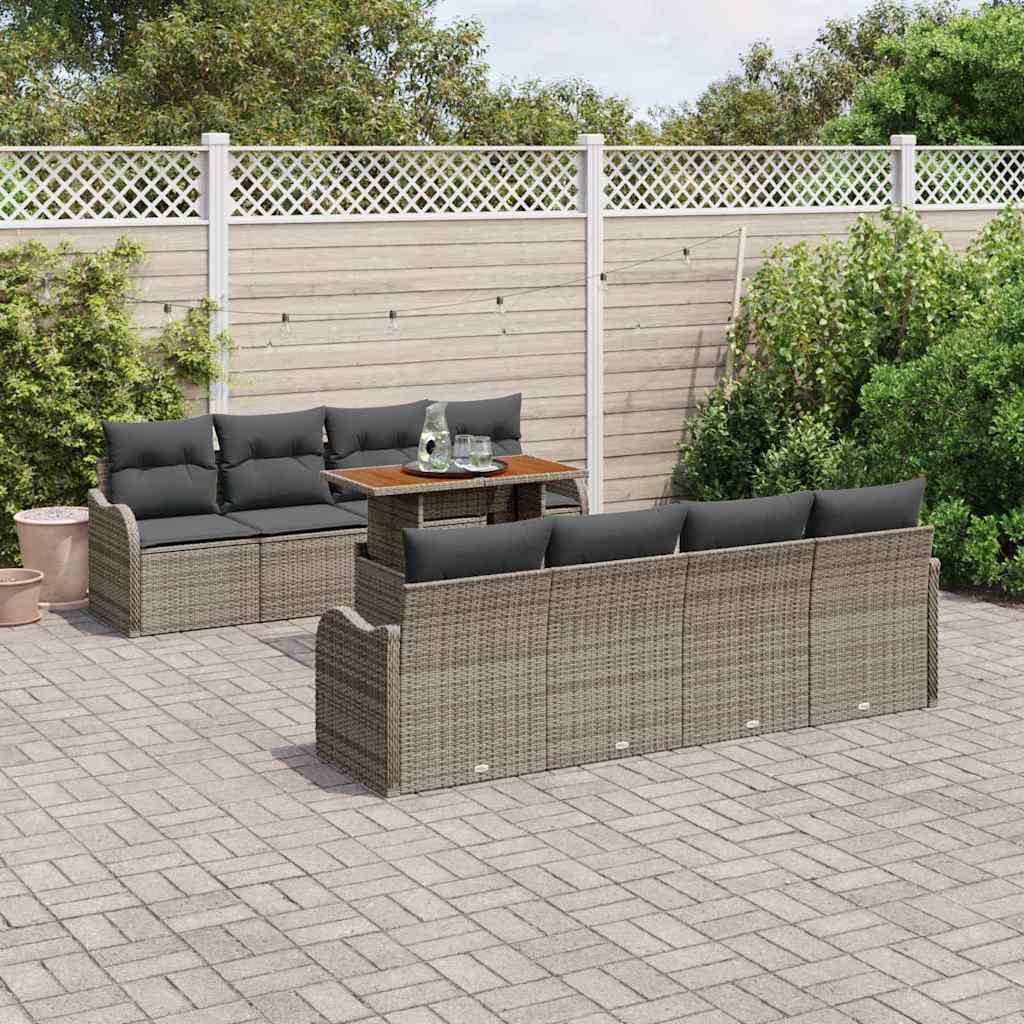 Conjunto de sofá de jardín con cojín Manual 7 pcs Gris