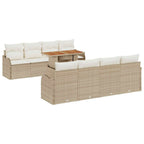 Conjunto de sofá de jardín con cojín Manual 7 pcs beige y crema
