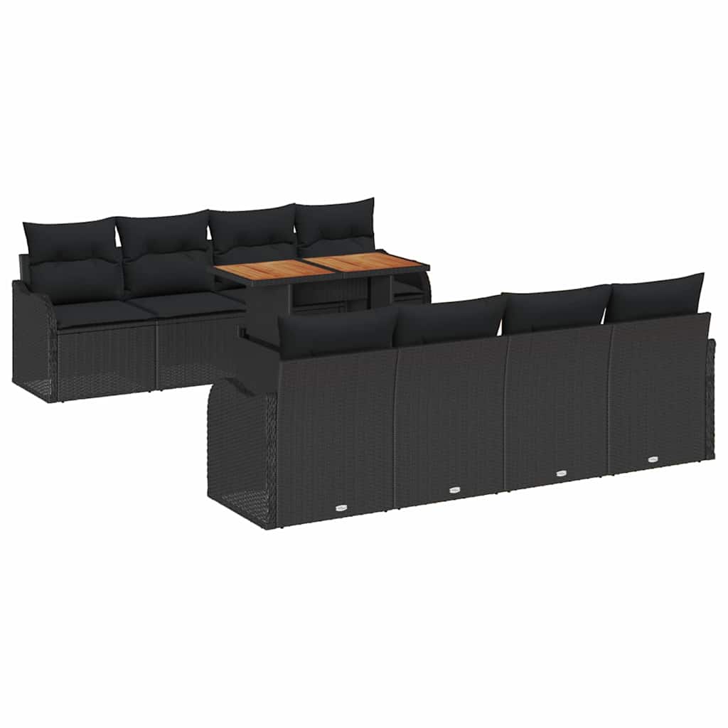 Conjunto de sofá de jardín con cojín Manual 7 pcs Negro
