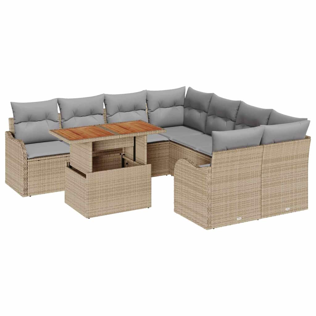 Conjunto de sofá de jardín con cojín 7 pcs beige y gris claro