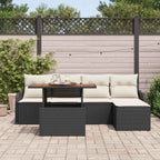 Conjunto de sofás de jardín 6 pcs Negro y crema ratán sintético