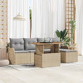 Conjunto de sofás de jardín con cojín 6 pcs Beige y Gris Claro