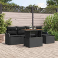 Conjunto de sofás de jardín 6 pcs Negro ratán sintético