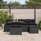 Conjunto de sofás de jardín 6 pcs Negro ratán sintético