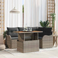 Conjunto de sofás de jardín 5 pcs Gris ratán sintético