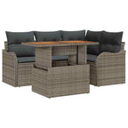 Conjunto de sofás de jardín 5 pcs Gris ratán sintético