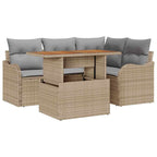 Conjunto de sofás de jardín con cojín 5 pcs Beige y Gris Claro