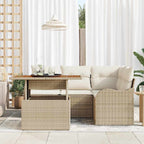 Conjunto de sofás de jardín 5 pcs Beige y Crema ratán sintético