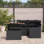 Conjunto de sofás de jardín 5 pcs Negro ratán sintético